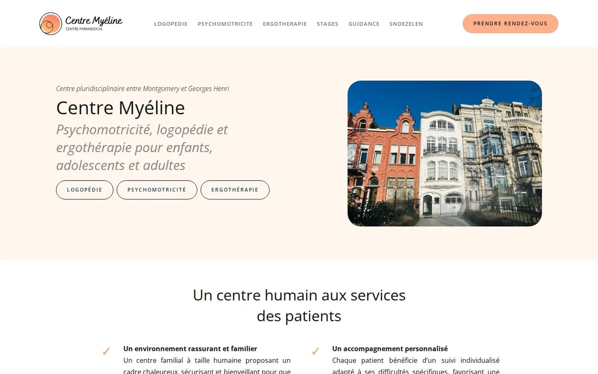 Centre Myéline : site, réservation en ligne, développé par Norse