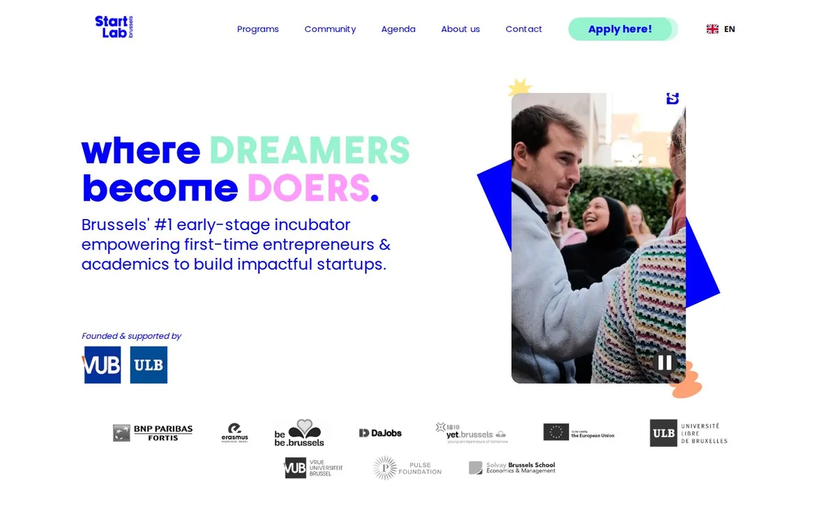 StartLab.Brussels : site, trois langues, développé par Norse