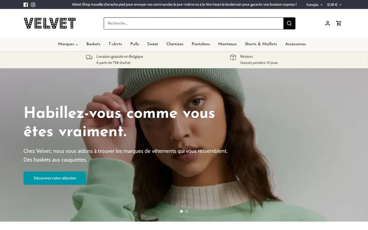 Velvet : e-commerce, développé par Norse