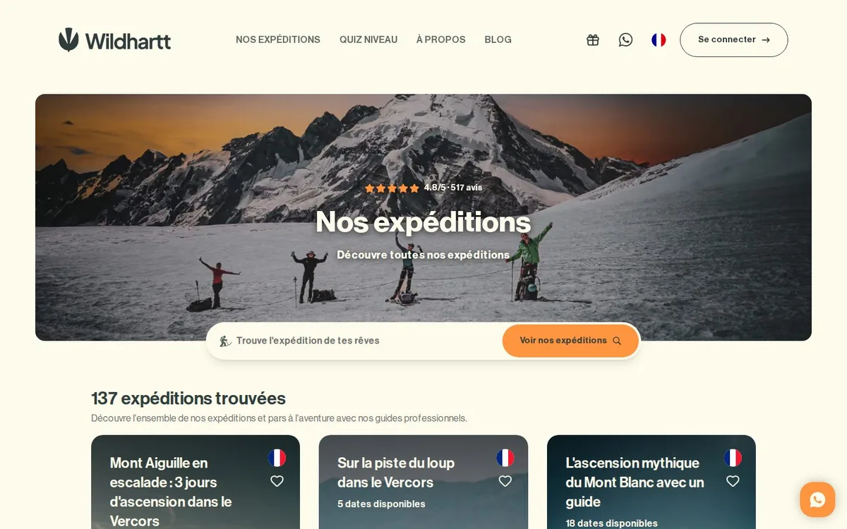 Wildhartt : plateforme web, back-office, paiements, développé par Norse